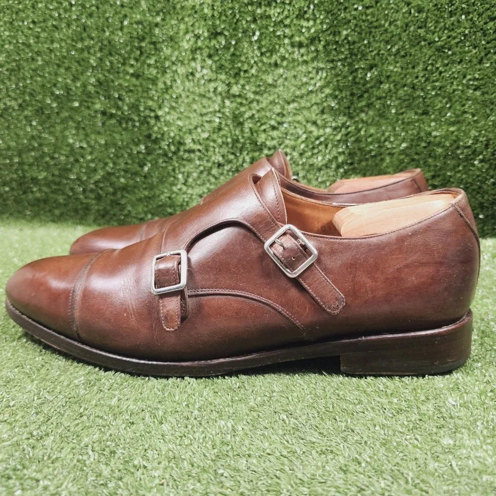 Meermin Mallorca Double Monk Strap Brown Leather Dress Shoes Mens Size 10